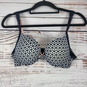 Marilyn Monroe Bra 36C Womens Blue White Padded Push Up Adjustable Straps